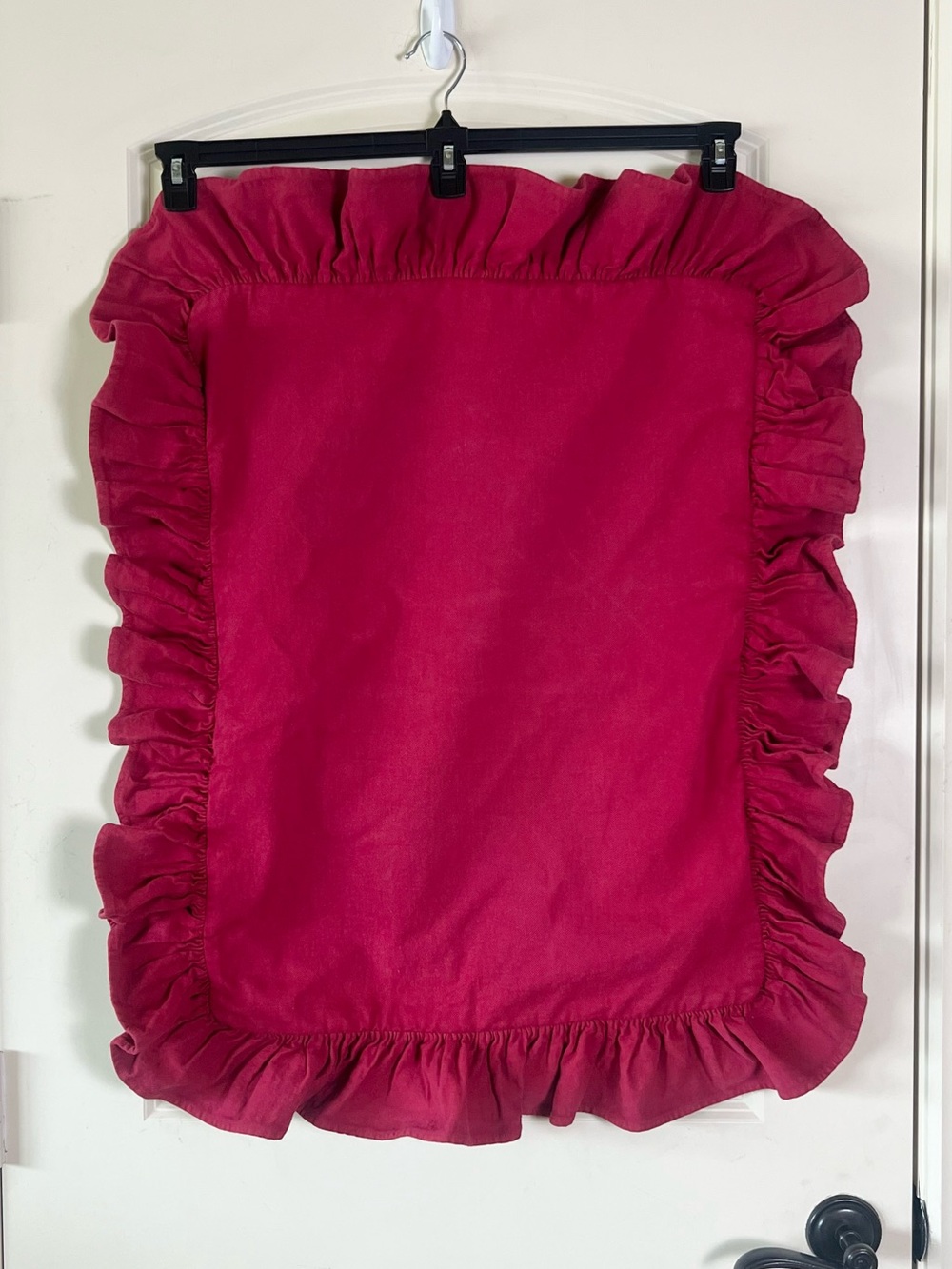 Vintage Ralph Lauren Red Denim Ruffle Pillow Sham - American Flag Tag